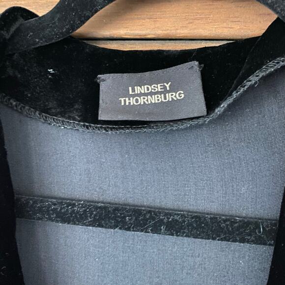 Lindsey Thornburg Deep V-Neck Black Velvet Dress - Picture 2 of 7